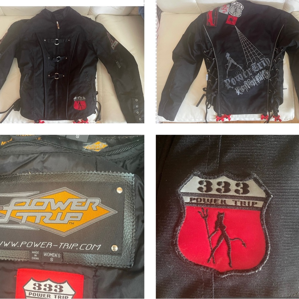 POWER TRIP MOTORCYCLE JACKET WITH AMOR BACK , ELBOW, SHOULDER PADDED PROTECTION - Picture 8 of 8